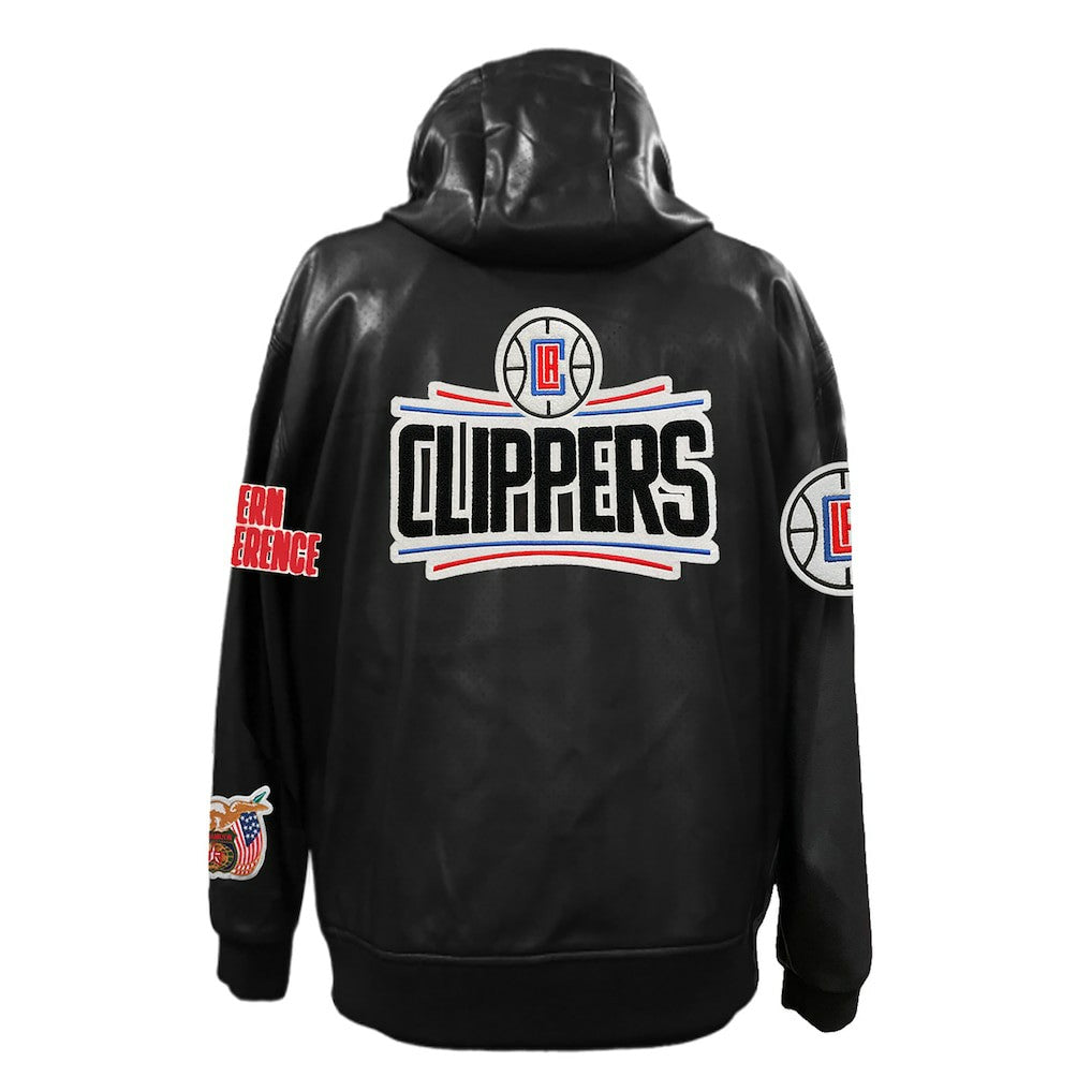 LA Clippers Jeff Hamilton Vegan Leather Full-Zip Hoodie Black