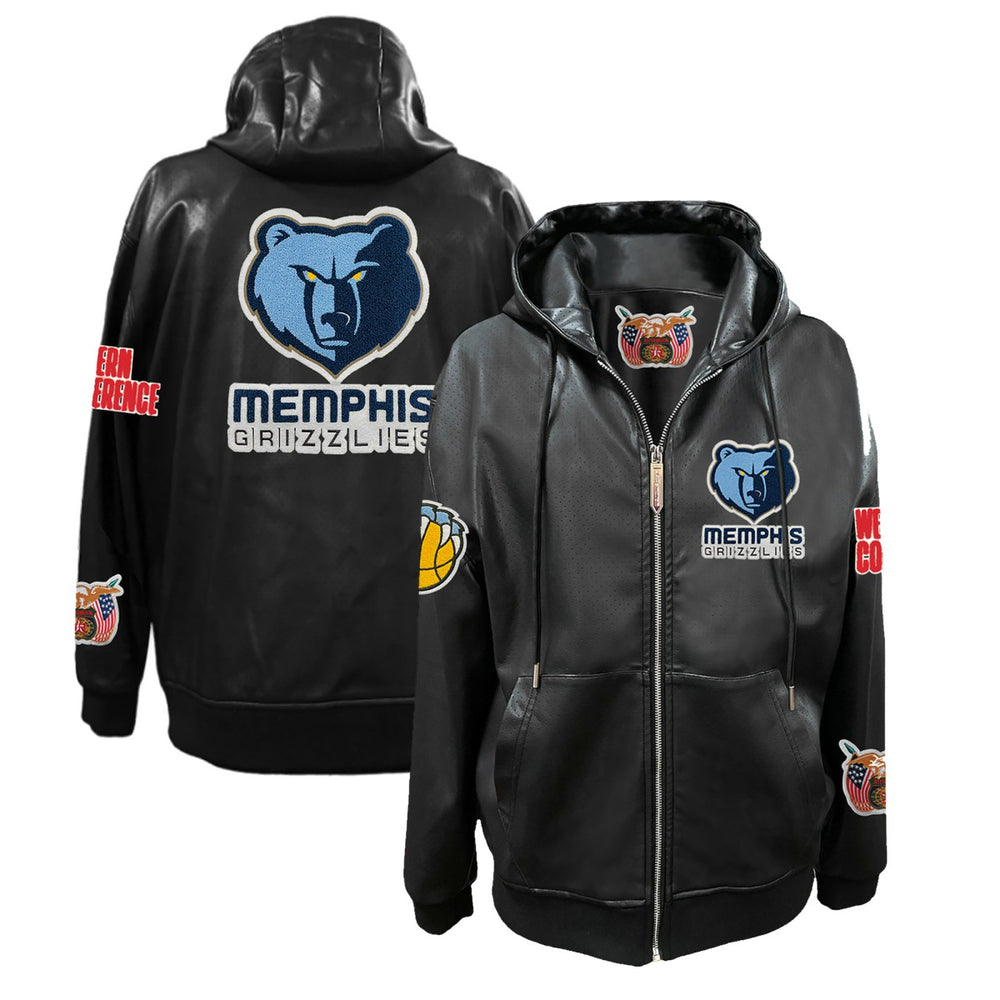 Memphis Grizzlies Jeff Hamilton Vegan Leather Full-Zip Hoodie Black