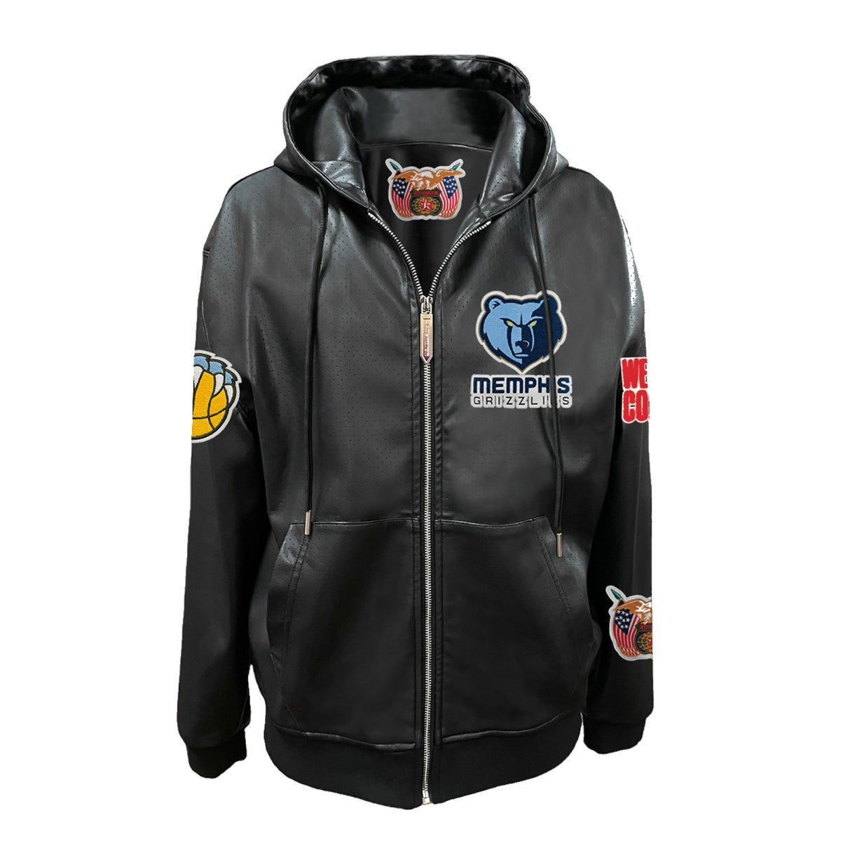 Memphis Grizzlies Jeff Hamilton Vegan Leather Full-Zip Hoodie Black