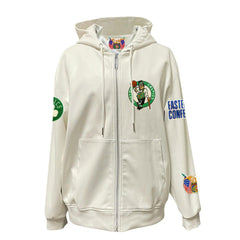 Boston Celtics Jeff Hamilton Vegan Leather Full-Zip Hoodie White