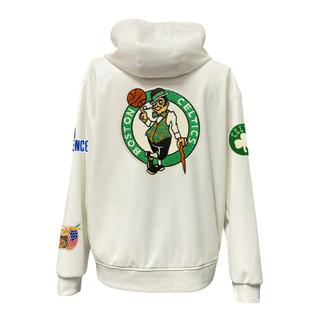 Boston Celtics Jeff Hamilton Vegan Leather Full-Zip Hoodie White