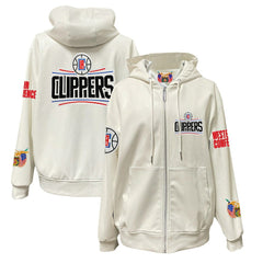 LA Clippers Jeff Hamilton Vegan Leather Full-Zip Hoodie White