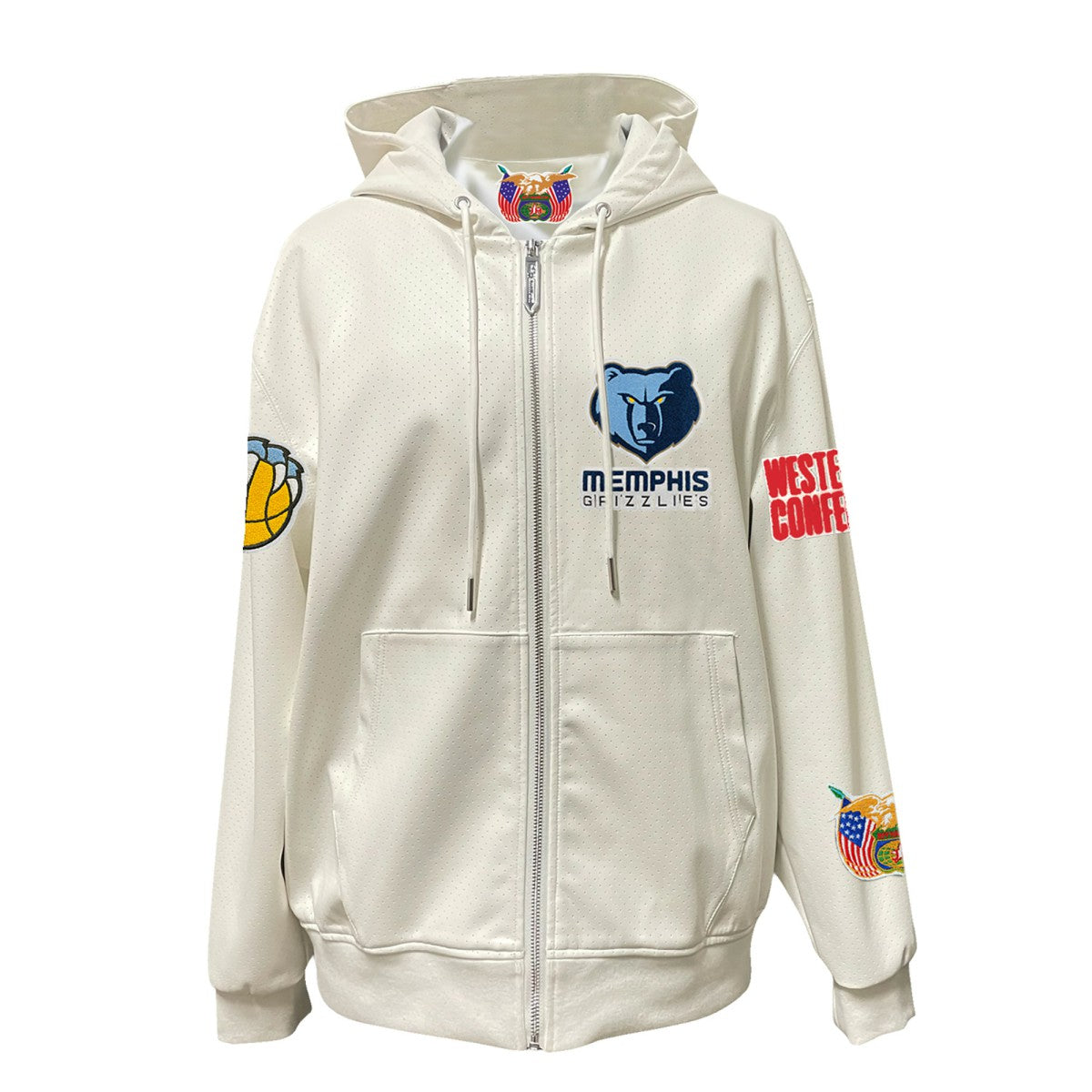Memphis Grizzlies Jeff Hamilton Vegan Leather Full-Zip Hoodie White