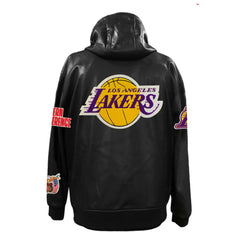 Los Angeles Lakers Jeff Hamilton Vegan Leather Full-Zip Hoodie Black