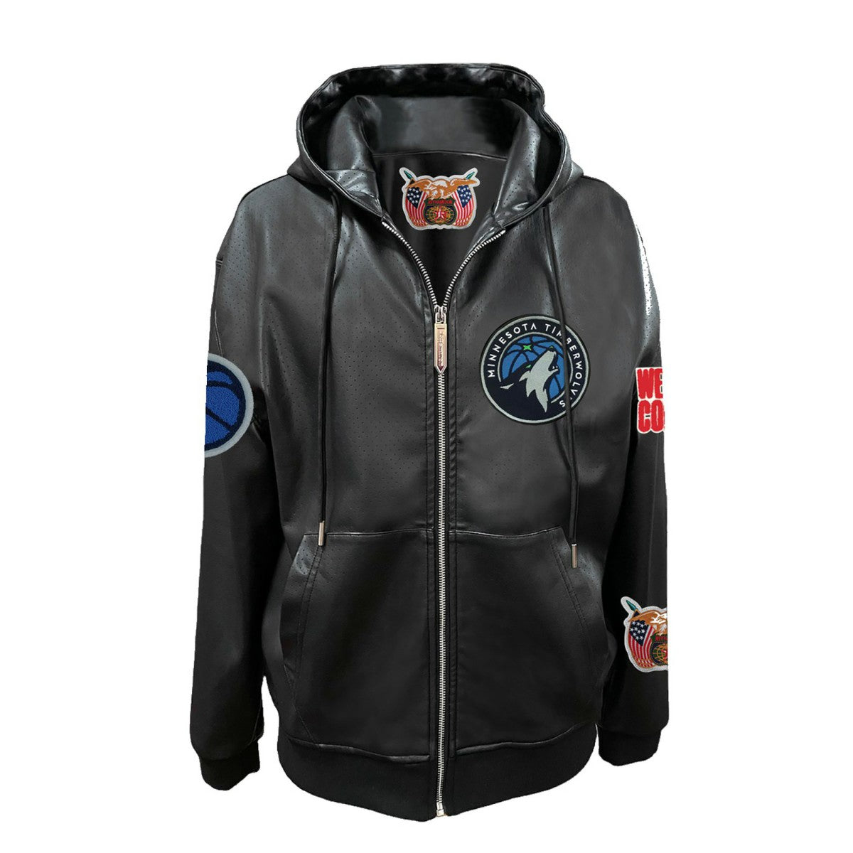 Minnesota Timberwolves Jeff Hamilton Vegan Leather Full-Zip Hoodie Black
