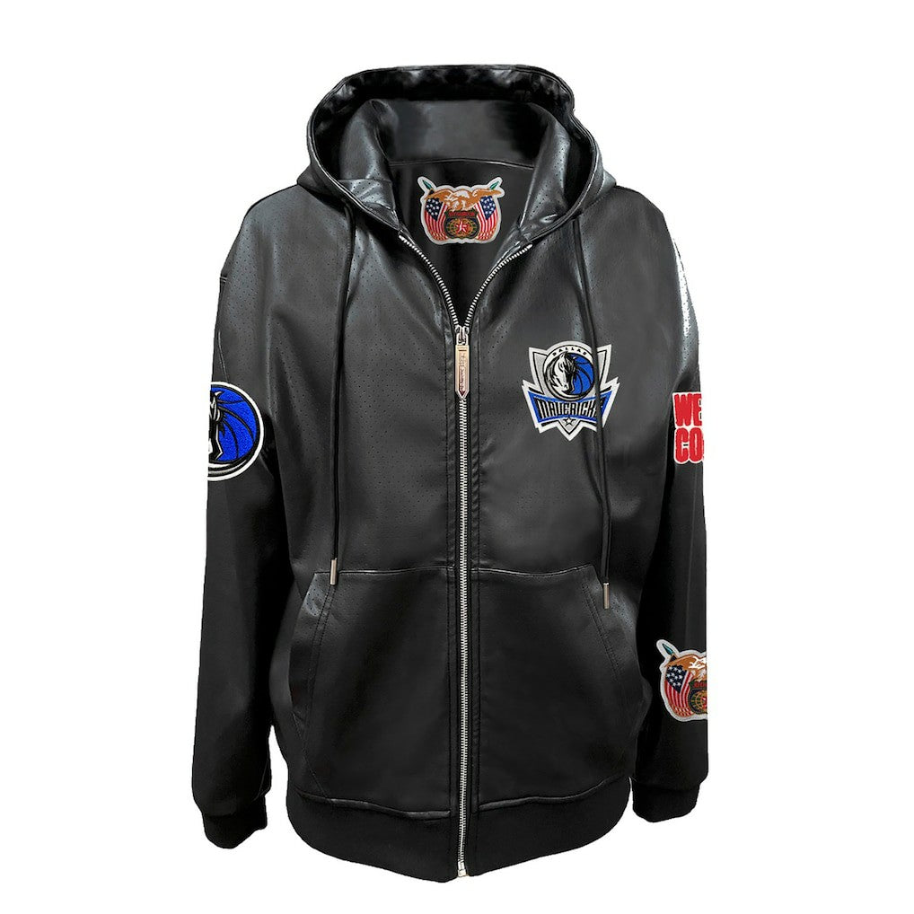 Dallas Mavericks Jeff Hamilton Vegan Leather Full-Zip Hoodie Black