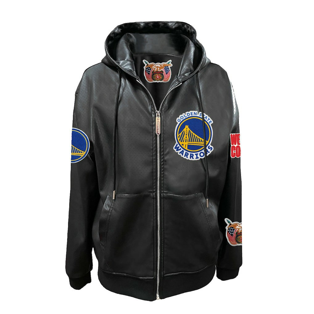 Golden State Warriors Jeff Hamilton Vegan Leather Full-Zip Hoodie Black