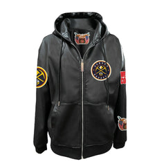 Denver Nuggets Jeff Hamilton Vegan Leather Full-Zip Hoodie Black