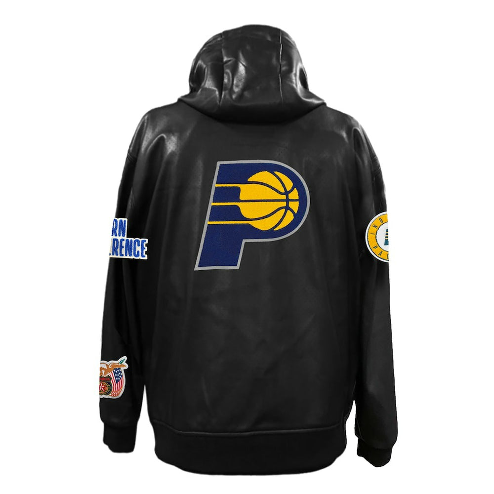 Indiana Pacers Jeff Hamilton Vegan Leather Full-Zip Hoodie Black
