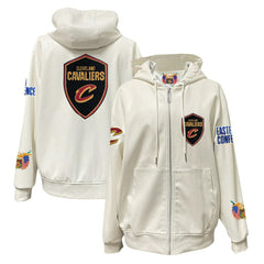 Cleveland Cavaliers Jeff Hamilton Vegan Leather Full-Zip Hoodie White