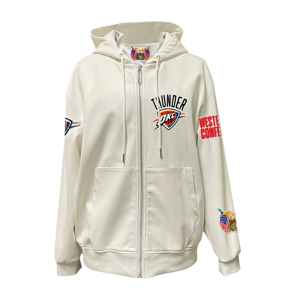 Oklahoma City Thunder Jeff Hamilton Vegan Leather Full-Zip Hoodie White
