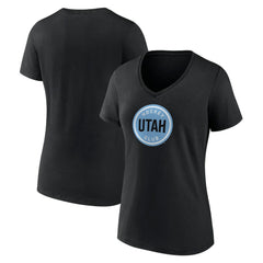 Utah Mammoth Fanatics Women's Draft Logo V-Neck T-Shirt - Black | Fanatics on sale