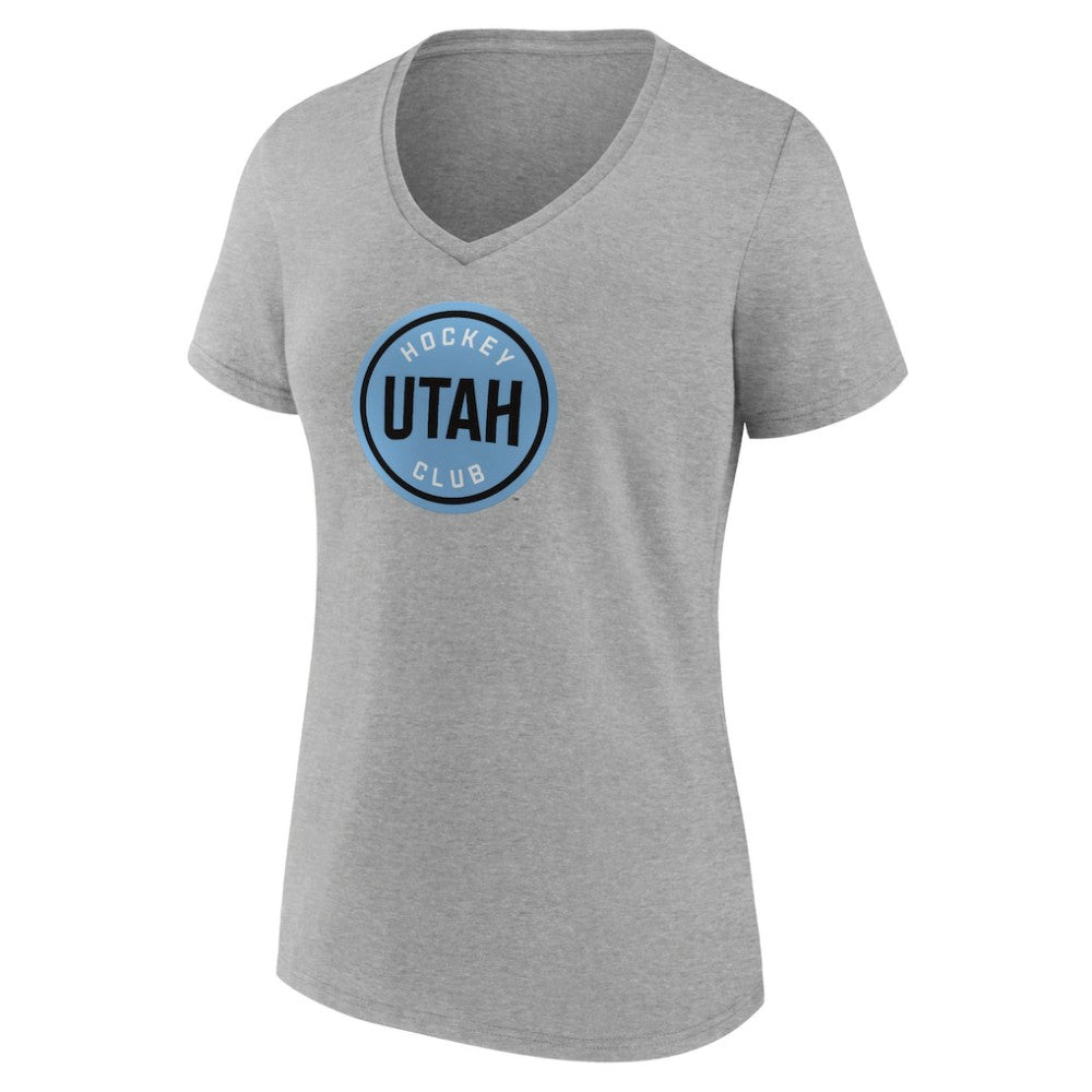 Utah Mammoth Fanatics Women's Draft Logo V-Neck T-Shirt - Heather Gray | Fanatics sale