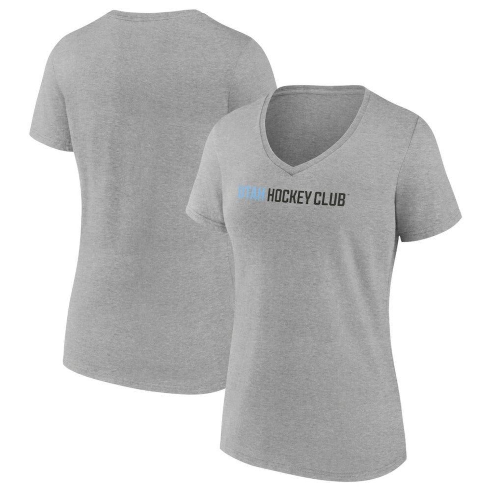 Utah Mammoth Fanatics Women's Wordmark Logo V-Neck T-Shirt - Heather Gray | Fanatics online