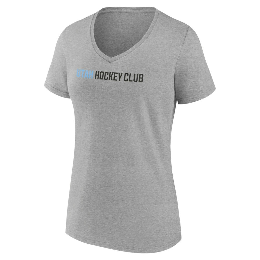 Utah Mammoth Fanatics Women's Wordmark Logo V-Neck T-Shirt - Heather Gray | Fanatics online