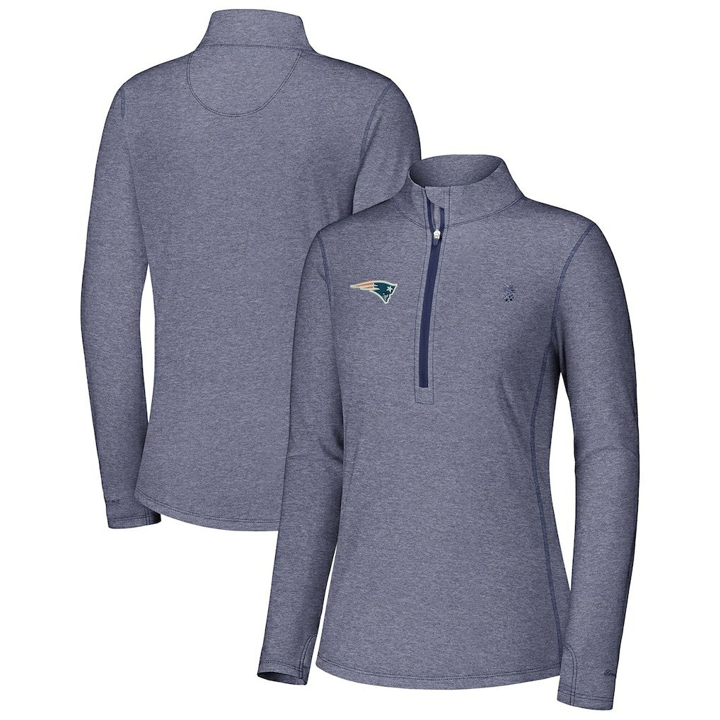 New England Patriots Women's Sport Playa Vista IslandZone Quarter-Zip Jacket - Navy - Tommy Bahama