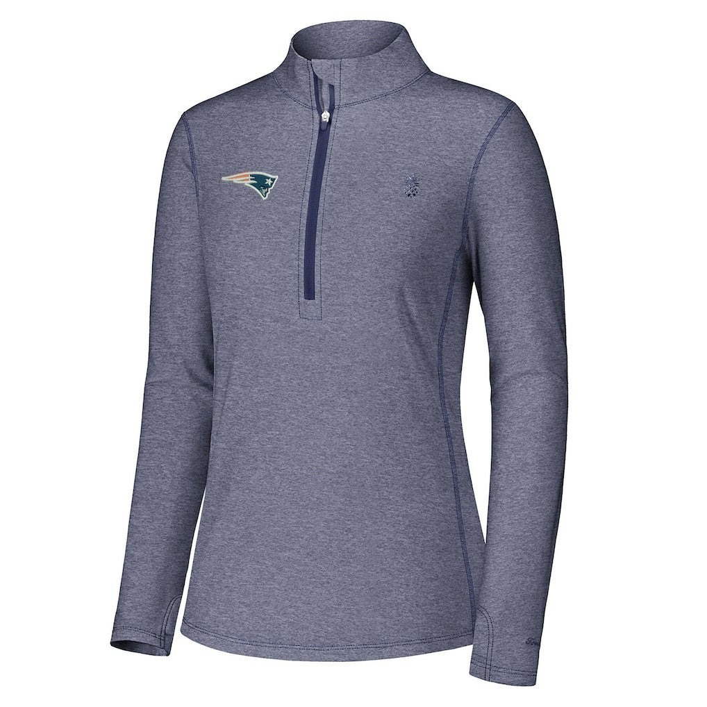 New England Patriots Women's Sport Playa Vista IslandZone Quarter-Zip Jacket - Navy - Tommy Bahama
