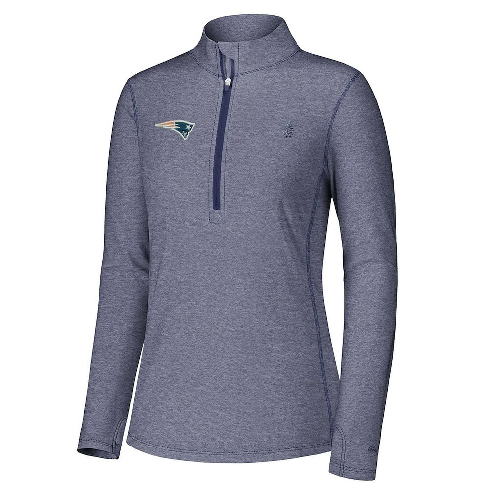 New England Patriots Women's Sport Playa Vista IslandZone Quarter-Zip Jacket - Navy - Tommy Bahama