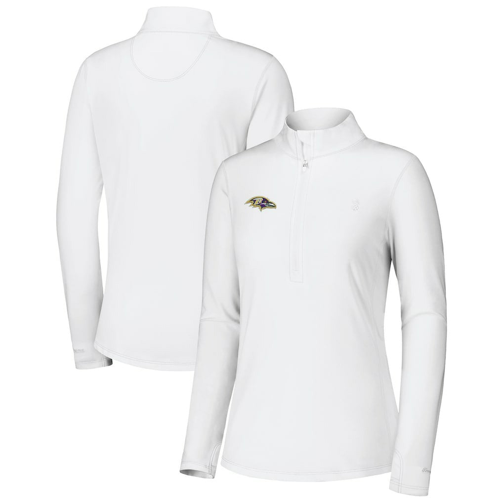 Baltimore Ravens Women's Sport Playa Vista IslandZone Quarter-Zip Jacket - White - Tommy Bahama