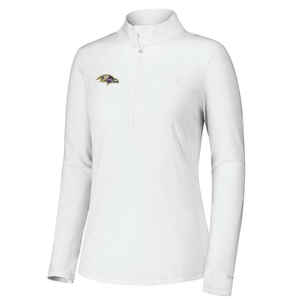 Baltimore Ravens Women's Sport Playa Vista IslandZone Quarter-Zip Jacket - White - Tommy Bahama