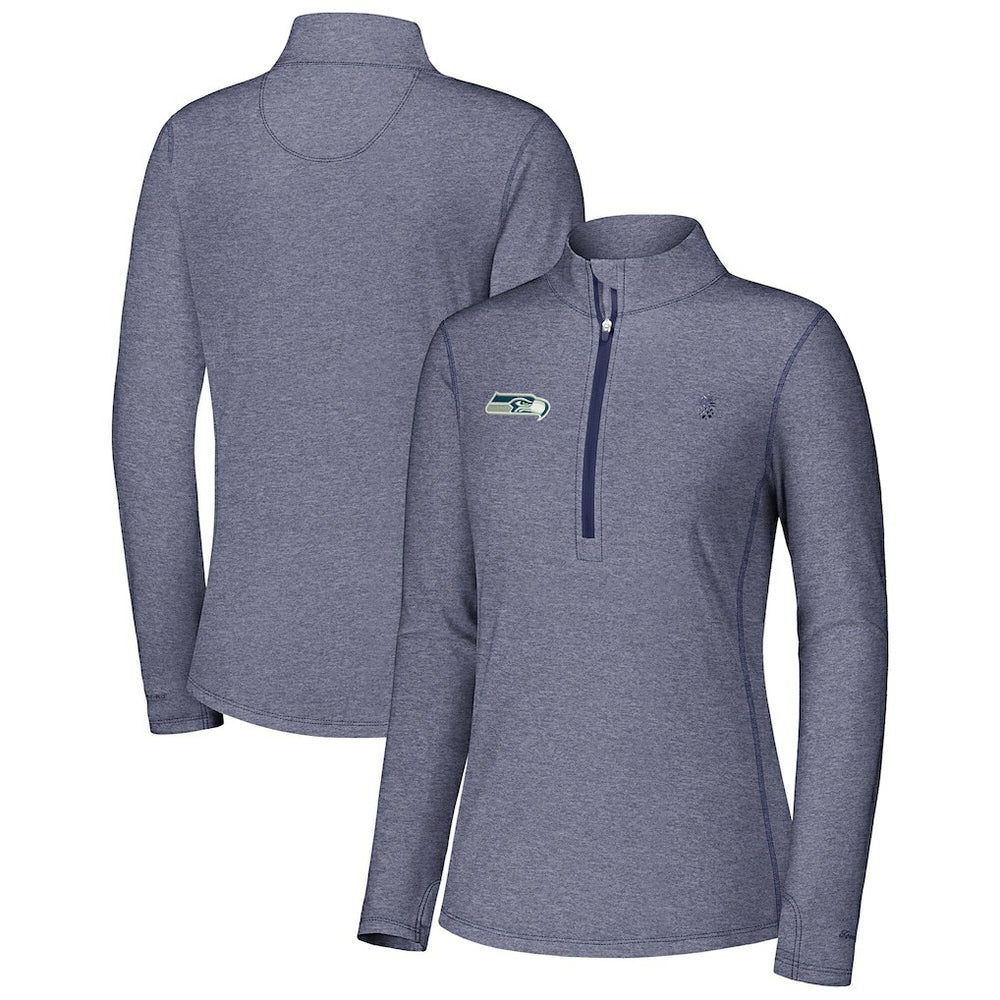Seattle Seahawks Women's Sport Playa Vista IslandZone Quarter-Zip Jacket - Navy - Tommy Bahama