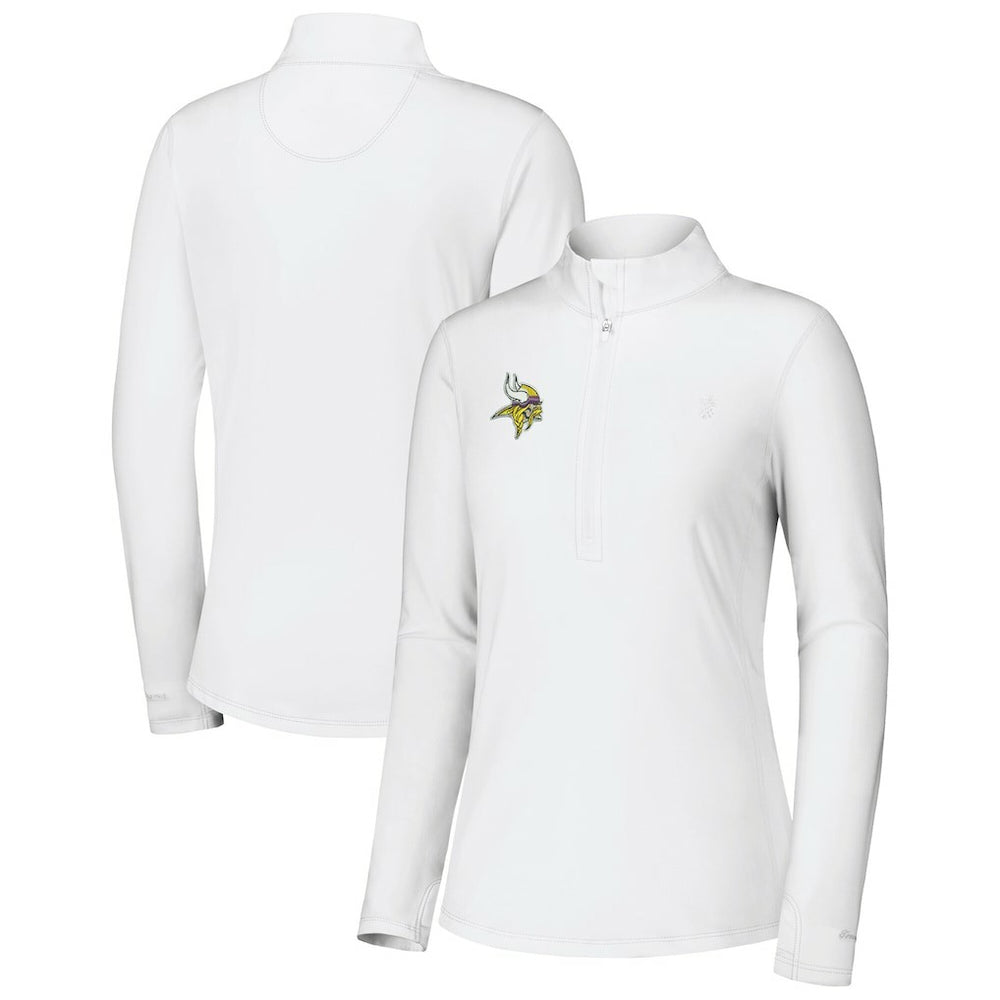 Minnesota Vikings Women's Sport Playa Vista IslandZone Quarter-Zip Jacket - White - Tommy Bahama