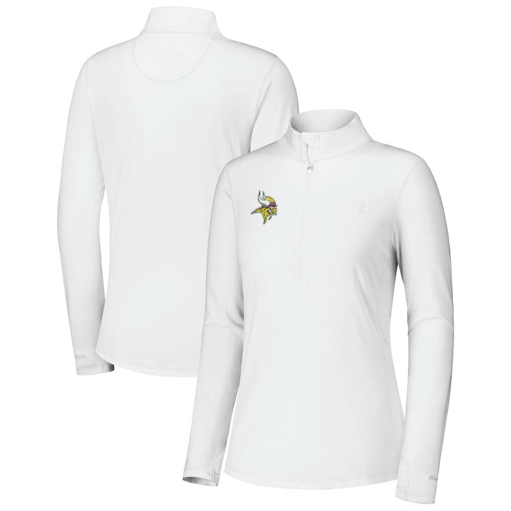 Minnesota Vikings Women's Sport Playa Vista IslandZone Quarter-Zip Jacket - White - Tommy Bahama