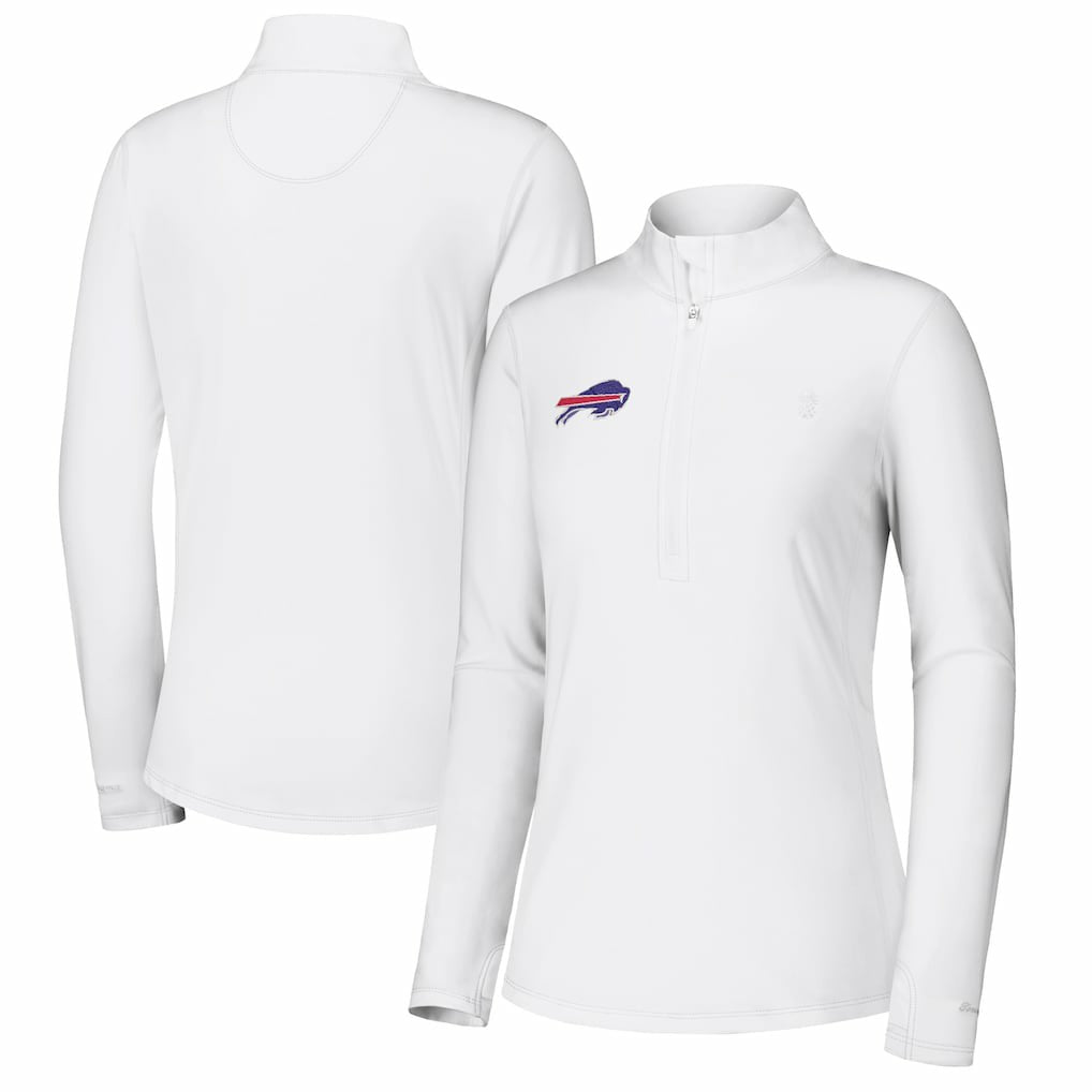 Buffalo Bills Women's Sport Playa Vista IslandZone Quarter-Zip Jacket - White - Tommy Bahama