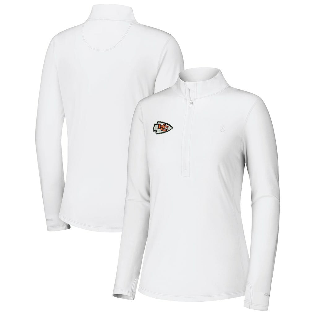 Kansas City Chiefs Women's Sport Playa Vista IslandZone Quarter-Zip Jacket - White - Tommy Bahama