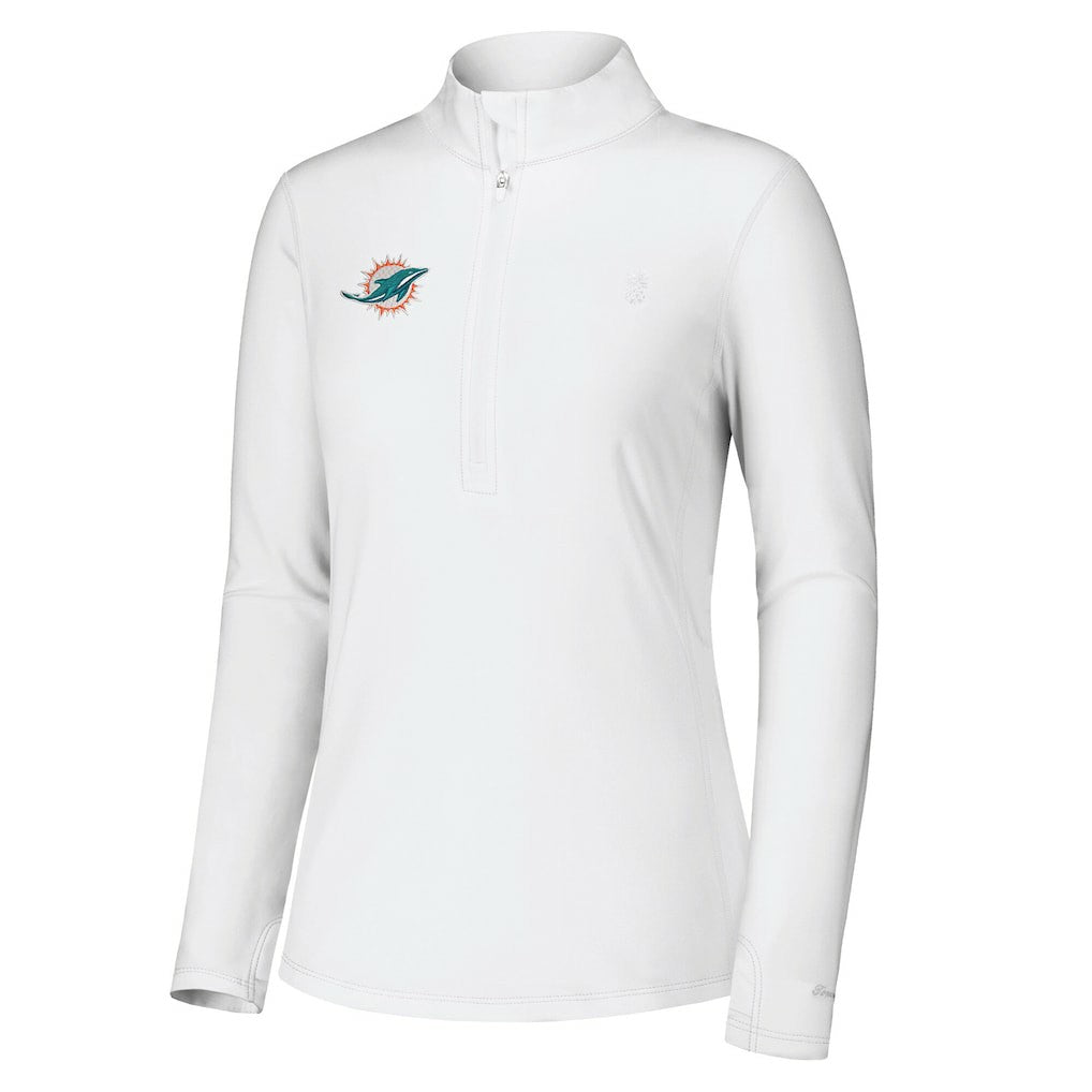 Miami Dolphins Women's Sport Playa Vista IslandZone Quarter-Zip Jacket - White - Tommy Bahama