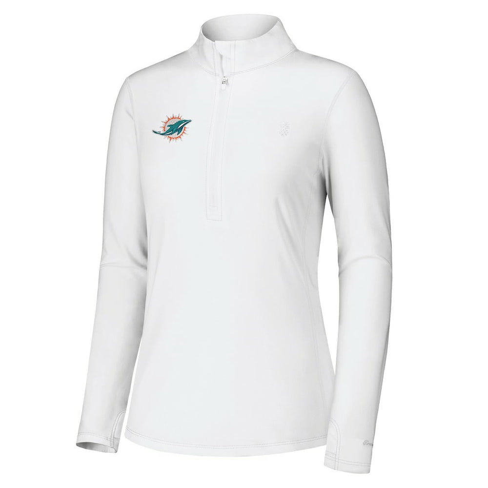 Miami Dolphins Women's Sport Playa Vista IslandZone Quarter-Zip Jacket - White - Tommy Bahama