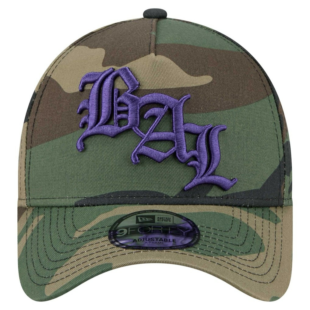 Baltimore Ravens New Era Mystic Camo A-Frame 9FORTY Adjustable Hat - Camo - NFL