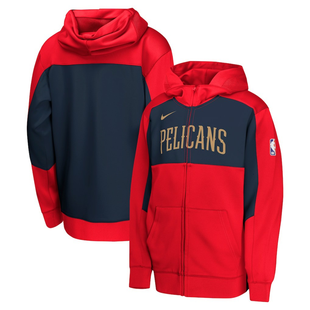 Nike New Orleans Pelicans Youth Authentic On-Court Showtime Performance Full-Zip Hoodie Red/Navy
