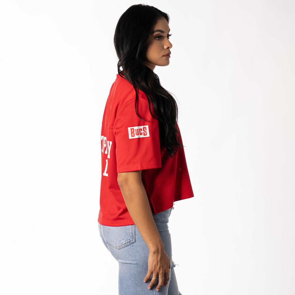 Tampa Bay Buccaneers The Wild Collective Women's Alternate V-Neck Fashion Jersey T-Shirt - Red - NFL