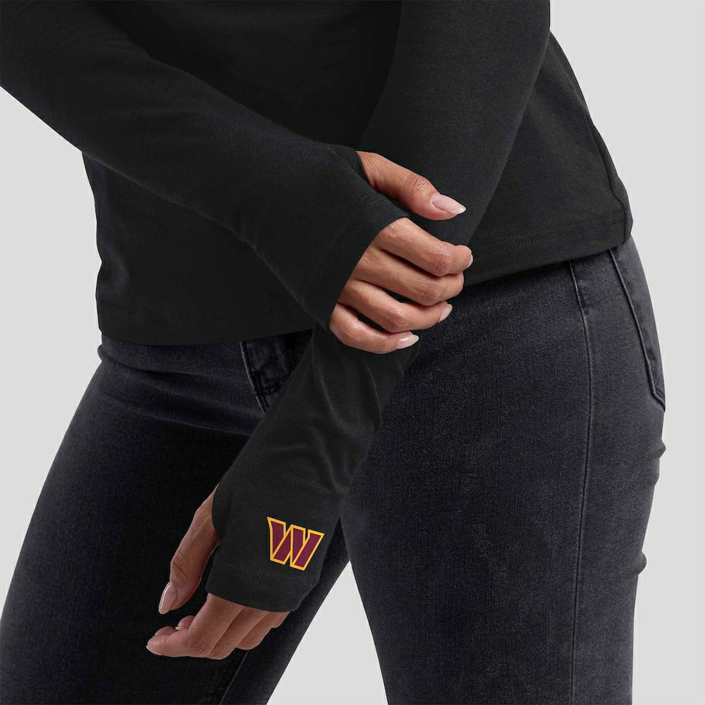 Washington Commanders WEAR by Erin Andrews x Gracie Hunt Women's Mesh Panel Long Sleeve T-Shirt - Black - NFL