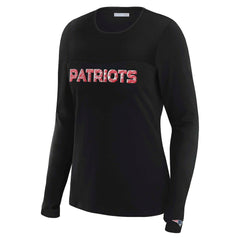 New England Patriots WEAR by Erin Andrews x Gracie Hunt Women's Mesh Panel Long Sleeve T-Shirt - Black - NFL