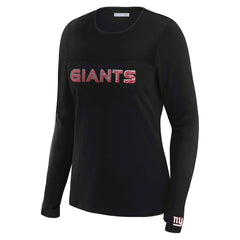New York Giants WEAR by Erin Andrews x Gracie Hunt Women's Mesh Panel Long Sleeve T-Shirt - Black - NFL