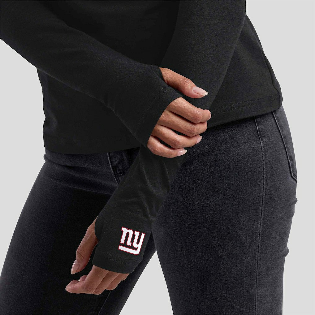 New York Giants WEAR by Erin Andrews x Gracie Hunt Women's Mesh Panel Long Sleeve T-Shirt - Black - NFL