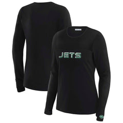 New York Jets WEAR by Erin Andrews x Gracie Hunt Women's Mesh Panel Long Sleeve T-Shirt - Black - NFL