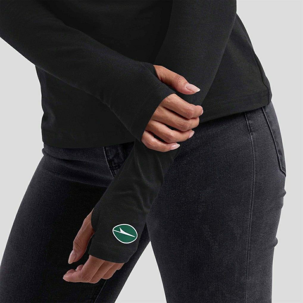 New York Jets WEAR by Erin Andrews x Gracie Hunt Women's Mesh Panel Long Sleeve T-Shirt - Black - NFL
