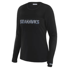Seattle Seahawks WEAR by Erin Andrews x Gracie Hunt Women's Mesh Panel Long Sleeve T-Shirt - Black - NFL