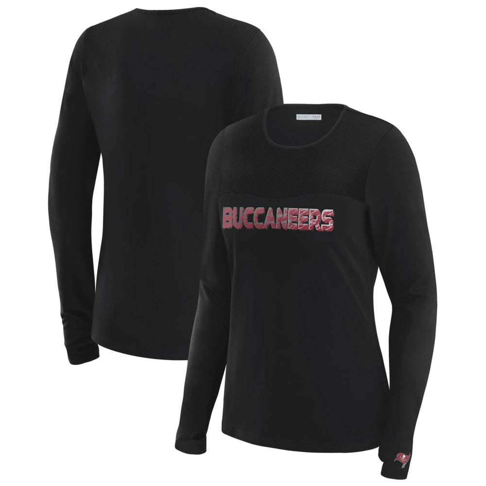 Tampa Bay Buccaneers WEAR by Erin Andrews x Gracie Hunt Women's Mesh Panel Long Sleeve T-Shirt - Black - NFL