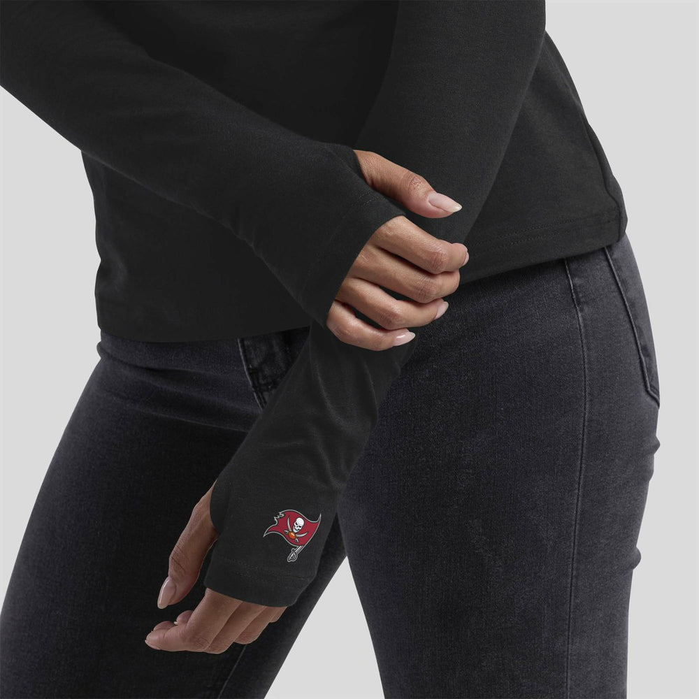 Tampa Bay Buccaneers WEAR by Erin Andrews x Gracie Hunt Women's Mesh Panel Long Sleeve T-Shirt - Black - NFL