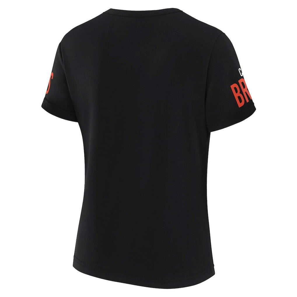 Cleveland Browns WEAR by Erin Andrews x Gracie Hunt Women's Draft Me Lace-Up T-Shirt - Black - NFL