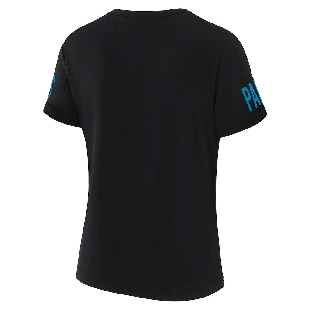 Carolina Panthers WEAR by Erin Andrews x Gracie Hunt Women's Draft Me Lace-Up T-Shirt - Black - NFL
