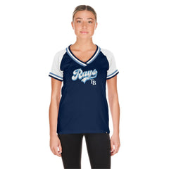 Tampa Bay Rays New Era Women's Gameday Raglan V-Neck T-Shirt Discount