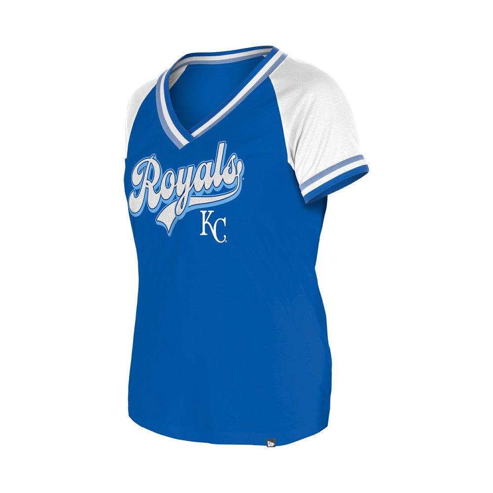Kansas City Royals New Era Women's Gameday Raglan V-Neck T-Shirt Outlet