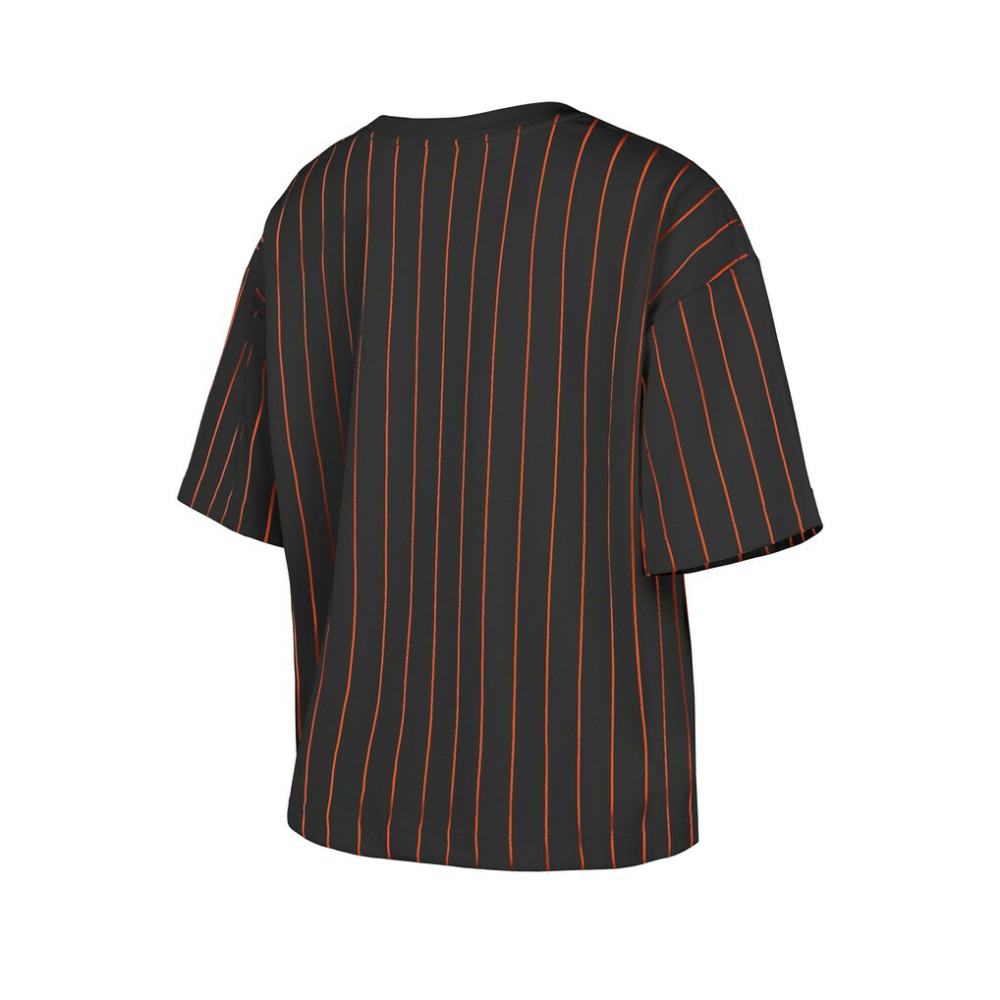 Baltimore Orioles New Era Women's Cooperstown Collection Multiplier Pinstripe Cropped T-Shirt Discount