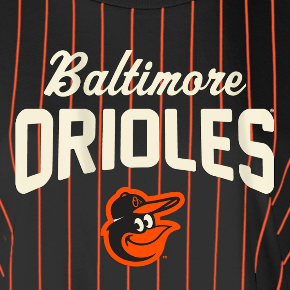 Baltimore Orioles New Era Women's Cooperstown Collection Multiplier Pinstripe Cropped T-Shirt Discount