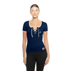 Atlanta Braves New Era Women's Throwback Lace Up T-Shirt Discount